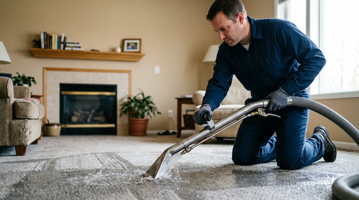 Water damage restoration technician working near Gary, IN